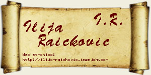 Ilija Raičković vizit kartica